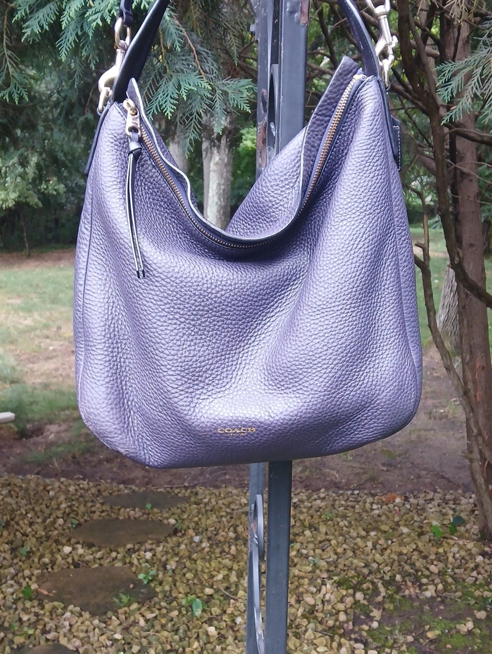 Coach pebbled leather hobo/shoulder Bag Eggplant B1420-31623 Quiet Luxury